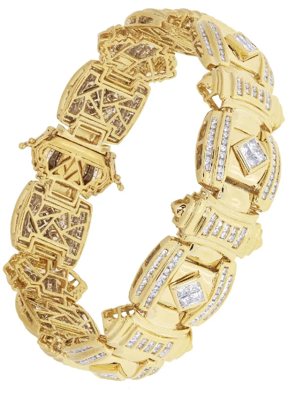 Get Ready To Sparkle – Special Jewelry Discounts Mens Diamond Bracelet Yellow Gold| 3.31 Carats| 74.91 Grams