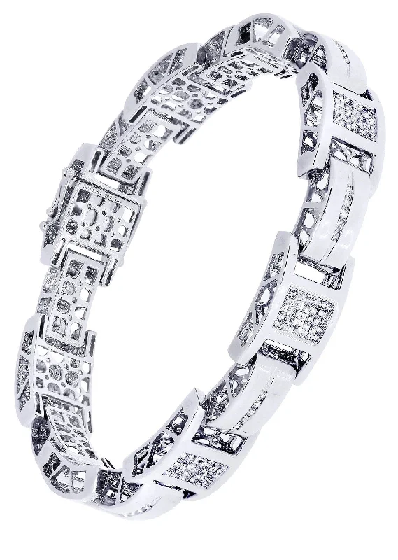 Big Discounts On Elegant Jewelry Collections Mens Diamond Bracelet White Gold| 3.49 Carats| 41.59 Grams