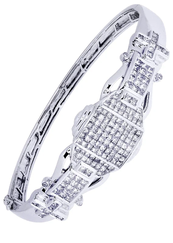Glamorous Jewelry, Glamorous Deals – Shop Now Mens Diamond Bangle White Gold| 3.84 Carats| 29.58 Grams