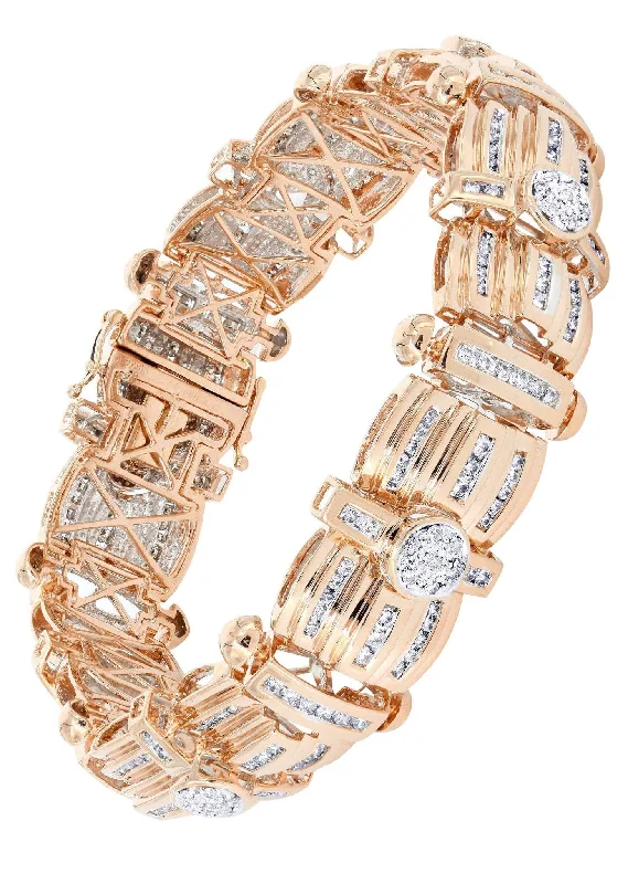 Timeless Beauty, Unbeatable Deals – Jewelry Sale On Mens Diamond Bracelet Rose Gold| 3.96 Carats| 60.77 Grams