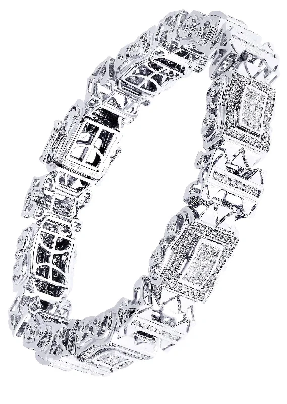 Chic, Trendy, And Affordable Jewelry Sale Mens Diamond Bracelet White Gold| 5.18 Carats| 56.08 Grams Chic, Trendy, And Affordable Jewelry Sale Mens Diamond Bracelet White Gold| 5.18 Carats| 56.08 Grams