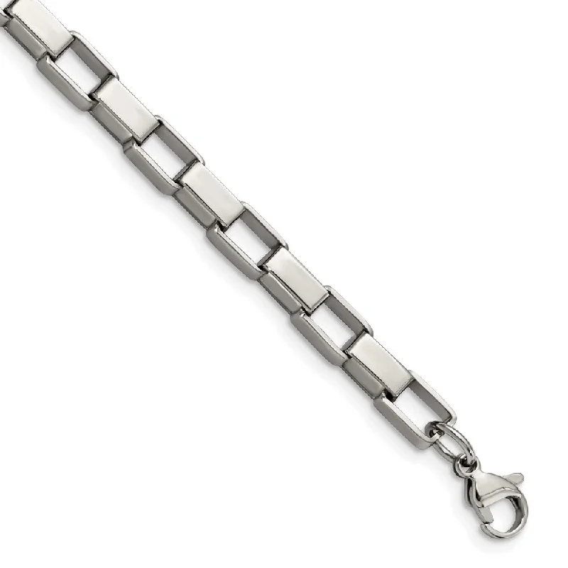 Bestselling Jewelry At Special Promotional Rates Men's 6mm Stainless Steel Open Box Chain Bracelet - 8 Inch