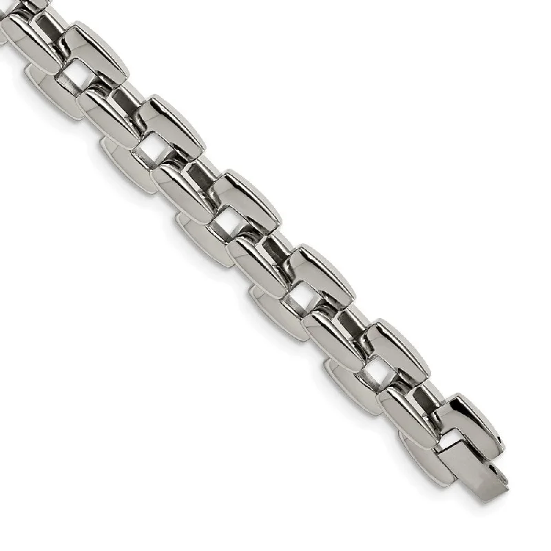 Unbeatable Offers On Luxury And Everyday Jewelry Men's Stainless Steel Polished 10mm Square Link Chain Bracelet, 9 Inch