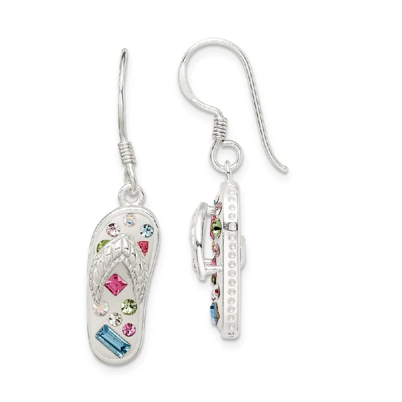 Shop Dazzling Jewelry At The Best Prices Multi Color Crystal Collage Flip flop Earrings in Sterling Silver