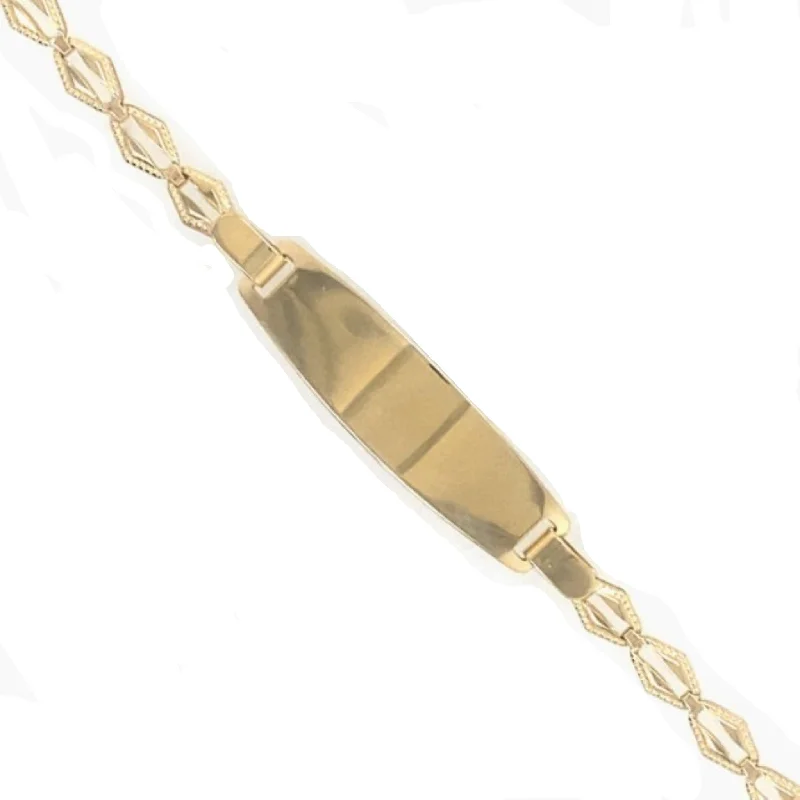 Clearance Sale On High-End Jewelry Collections Open Pointed Link Design ID Bracelet - 14kt Yellow Gold Clearance Sale On High-End Jewelry Collections Open Pointed Link Design ID Bracelet - 14kt Yellow Gold