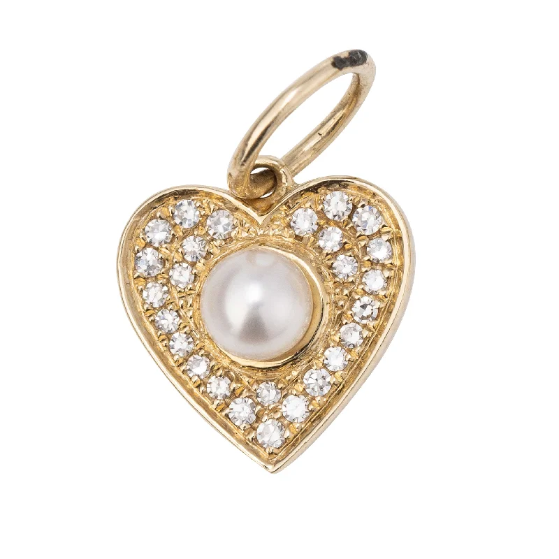 Grab Your Dream Jewelry At The Lowest Prices Petite Pave Heart Charm with Pearl Center
