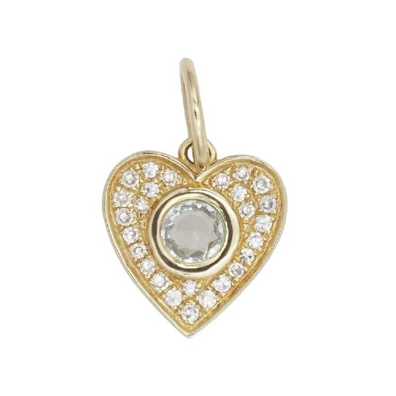 Limited-Time Offer On Premium Jewelry Collections Petite Pave Heart Charm with Round Center Stone