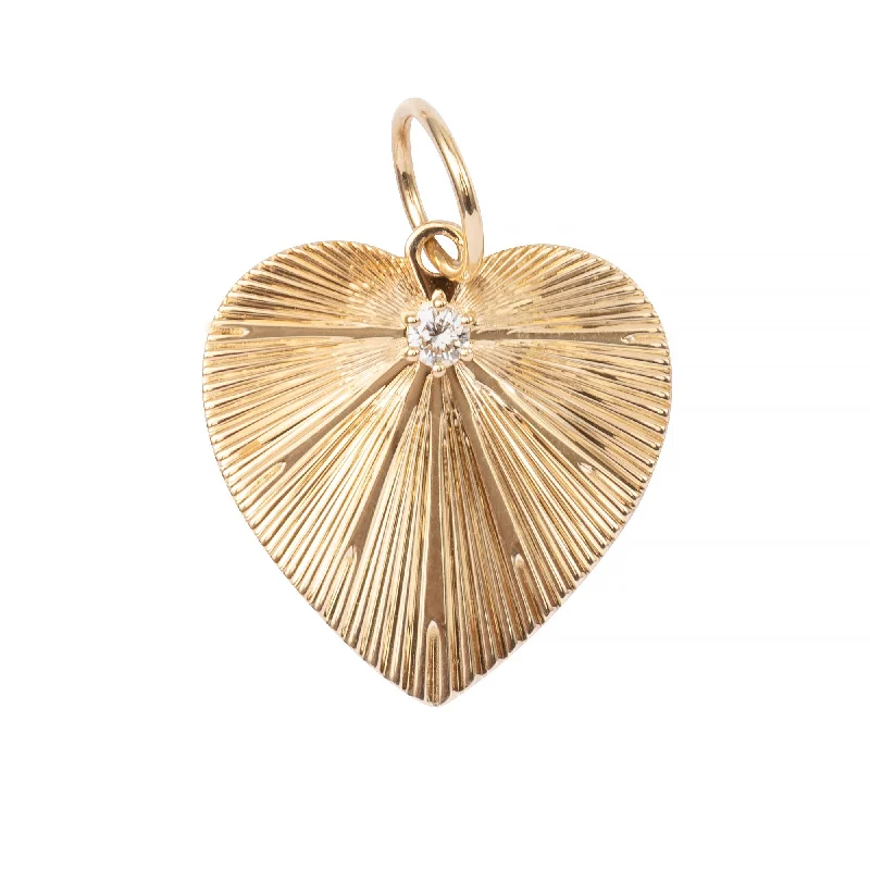 Buy More, Save More On Stunning Jewelry Designs Pleated Heart Charm with Diamond