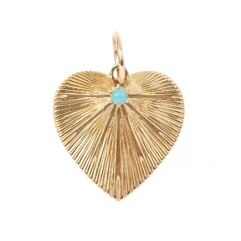 Unmissable Discounts On Timeless Jewelry Pieces Pleated Heart Charm with Turquoise