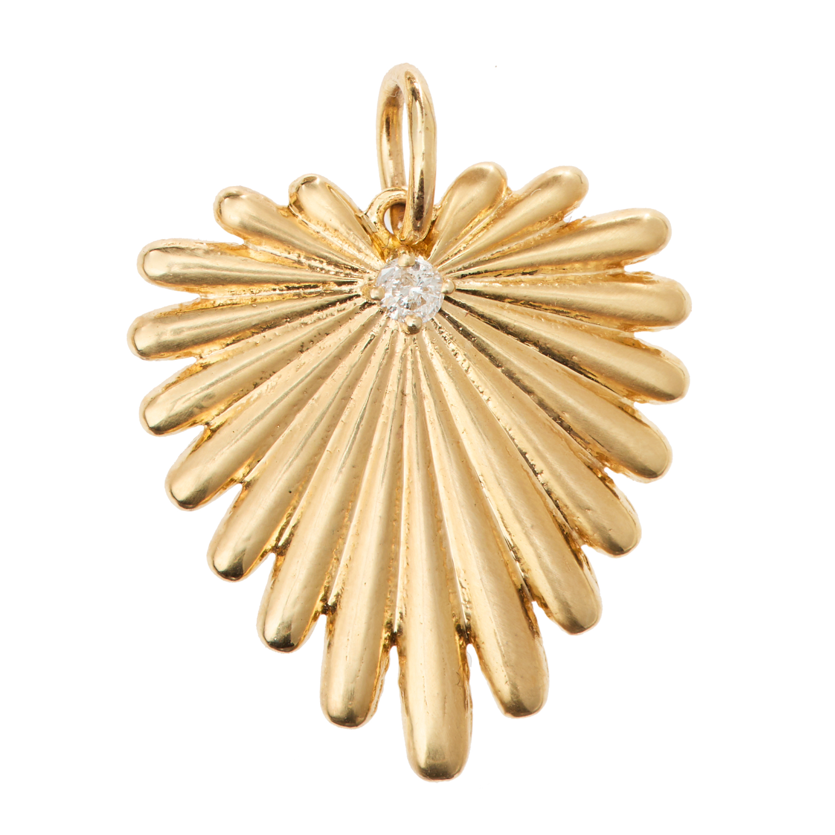 Modern Jewelry At Exclusive Discounts – Shop Today Pleated Scallop Edge Heart Charm with Prong Set Diamond Modern Jewelry At Exclusive Discounts – Shop Today Pleated Scallop Edge Heart Charm with Prong Set Diamond