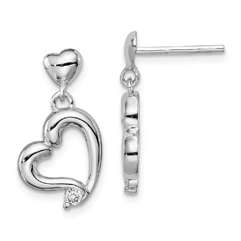 Elegant Jewelry, Exclusive Prices – Shop Now Polished CZ Accent Heart Dangle Post Earrings in Sterling Silver Elegant Jewelry, Exclusive Prices – Shop Now Polished CZ Accent Heart Dangle Post Earrings in Sterling Silver