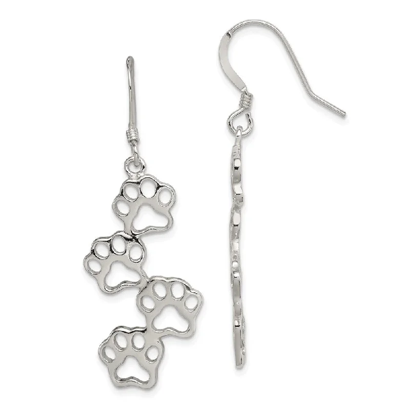 Stunning Jewelry At A Fraction Of The Price Polished Paw Prints Dangle Earrings in Sterling Silver Stunning Jewelry At A Fraction Of The Price Polished Paw Prints Dangle Earrings in Sterling Silver