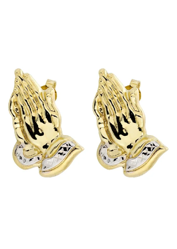 Premium Jewelry At Special Low Prices For A Limited Time 10K Praying Hands Gold Earrings For Men | Appx 1 Inch Wide Premium Jewelry At Special Low Prices For A Limited Time 10K Praying Hands Gold Earrings For Men | Appx 1 Inch Wide