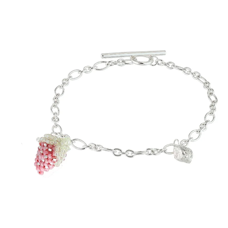 Shop Handcrafted Jewelry At Special Promotional Rates Blop and Strawberry Bracelet Silver, Pink Beads Shop Handcrafted Jewelry At Special Promotional Rates Blop and Strawberry Bracelet Silver, Pink Beads