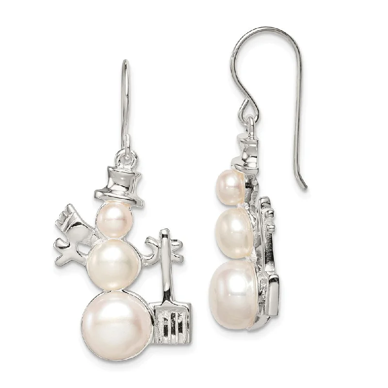 Grab Your Favorite Jewelry At The Lowest Prices Rhodium Plated Sterling Silver & FW Cultured Pearl Snowman Earrings Grab Your Favorite Jewelry At The Lowest Prices Rhodium Plated Sterling Silver & FW Cultured Pearl Snowman Earrings