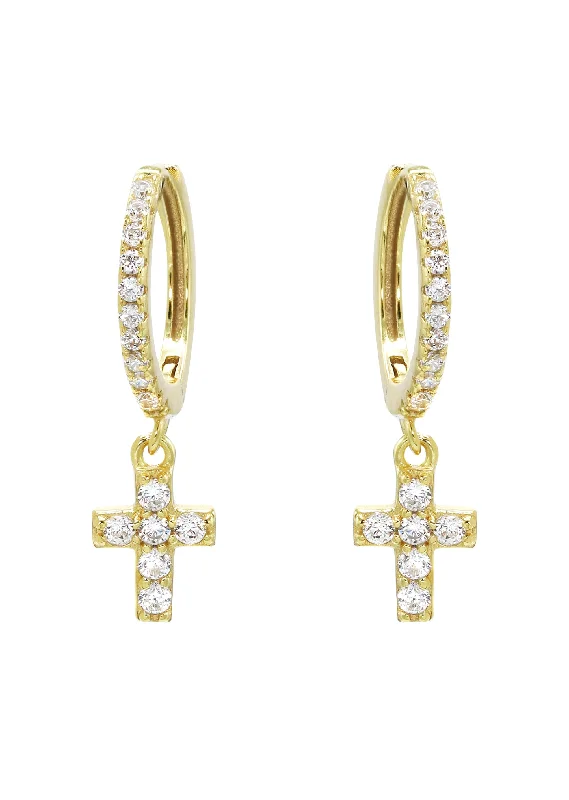 Elegant Jewelry Styles At Budget-Friendly Prices Gold Cross CZ Hoop Earrings | Appx. 1.3 Grams Elegant Jewelry Styles At Budget-Friendly Prices Gold Cross CZ Hoop Earrings | Appx. 1.3 Grams