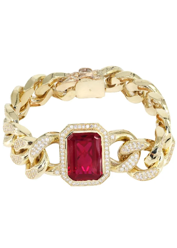 Exclusive Jewelry Sale – Sparkle For Less Solid Mens Ruby Miami Cuban Link Bracelet 10K Yellow Gold Exclusive Jewelry Sale – Sparkle For Less Solid Mens Ruby Miami Cuban Link Bracelet 10K Yellow Gold