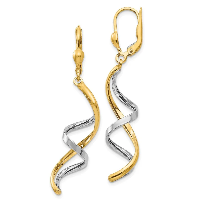 Last Chance To Grab Your Favorite Jewelry At A Discount Spiral Lever Back Earrings in 14k Two-tone Gold