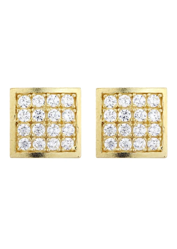 Exclusive Jewelry Sale – Sparkle For Less 10K Square Gold Earrings For Men | Appx 3/8 Inches Wide Exclusive Jewelry Sale – Sparkle For Less 10K Square Gold Earrings For Men | Appx 3/8 Inches Wide