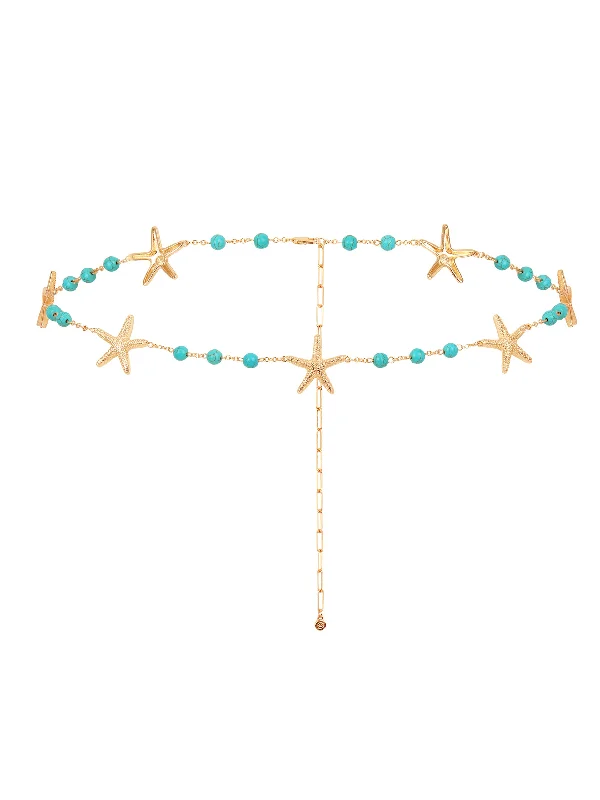 Gorgeous Jewelry, Limited-Time Savings Starfish and Turquoise Bead Waist Chain