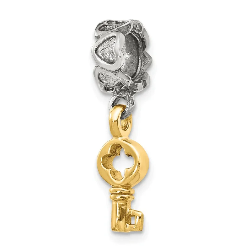 Premium Diamond Jewelry At Once-In-A-Lifetime Discounts Sterling Silver and 14k Yellow Gold Dangle Key Bead Charm Premium Diamond Jewelry At Once-In-A-Lifetime Discounts Sterling Silver and 14k Yellow Gold Dangle Key Bead Charm