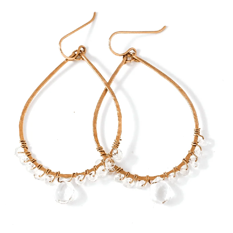 High-Quality Jewelry At A Fraction Of The Cost Teardrop Gemstone Arc Earrings - Crystal Quartz and Aquamarine High-Quality Jewelry At A Fraction Of The Cost Teardrop Gemstone Arc Earrings - Crystal Quartz and Aquamarine