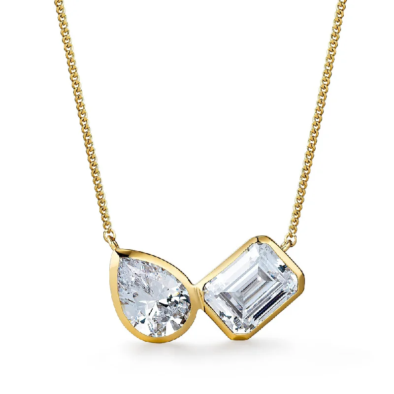 Your Perfect Accessory Now At The Best Price Toi et Moi Bezel Pear and Emerald Cut Necklace