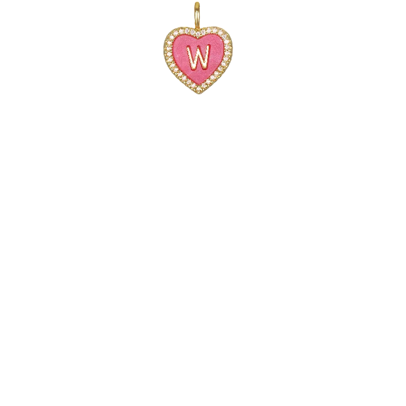 Luxury Jewelry Clearance – Shop Premium Styles Now "W" Pink Heart Initial Charm