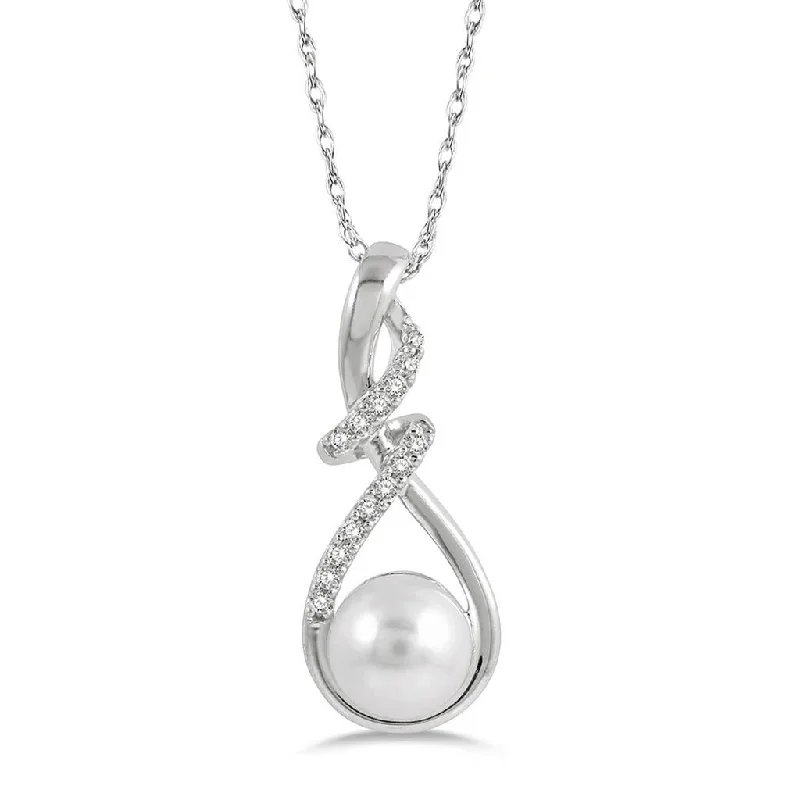 Limited-Stock Jewelry Sale – Once It's Gone, It's Gone 10K White Gold Pearl And Diamond Pendant Necklace Limited-Stock Jewelry Sale – Once It's Gone, It's Gone 10K White Gold Pearl And Diamond Pendant Necklace