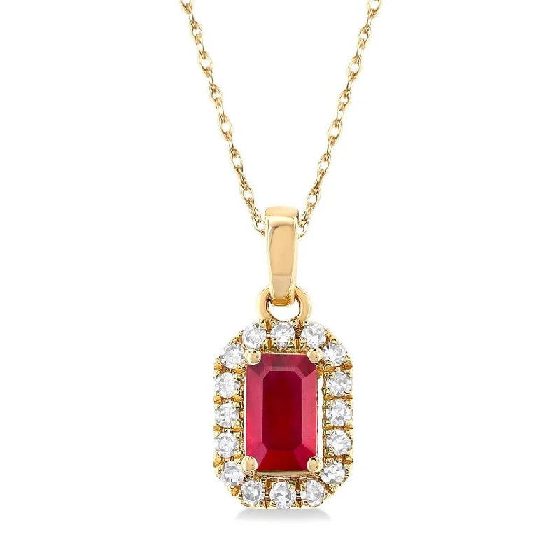Shop Dazzling Jewelry With Special Promotional Discounts 10K Yellow Gold Ruby And Diamond Halo Pendant Necklace Shop Dazzling Jewelry With Special Promotional Discounts 10K Yellow Gold Ruby And Diamond Halo Pendant Necklace
