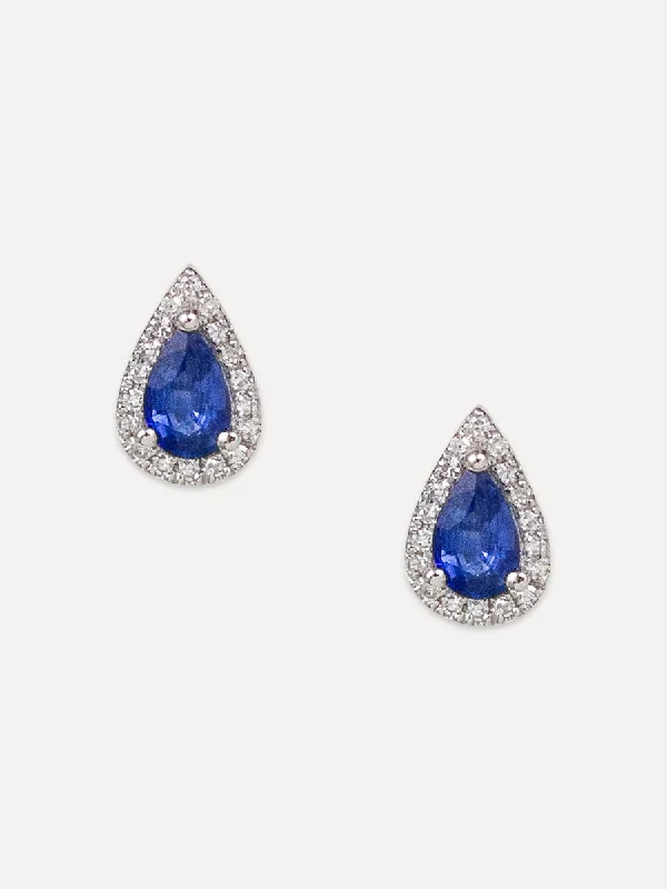 Exclusive Jewelry Markdowns – Limited-Time Offer 14K Diamond & Sapphire Pear Studs