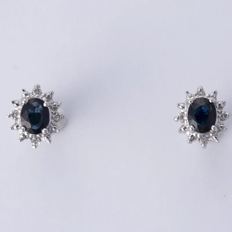 Limited-Stock Jewelry Sale – Once It's Gone, It's Gone 14k White Gold Sapphire & Diamonds Earrings | 0.08 ctw Limited-Stock Jewelry Sale – Once It's Gone, It's Gone 14k White Gold Sapphire & Diamonds Earrings | 0.08 ctw