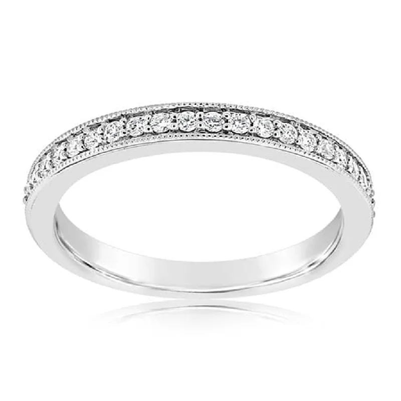 Flash Deals On Fine Jewelry – Shop Before It's Gone 14K White Gold Milgrain Diamond Wedding Band