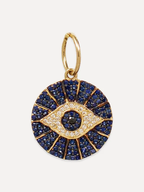 Grab Stylish Jewelry Before The Sale Ends 14K Blue Sapphire Evil Eye Charm
