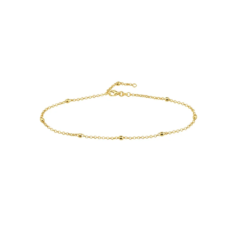 Seasonal Jewelry Sale – Upgrade Your Collection 14K Yellow Gold Diamond Cut Bead Station Rolo Anklet Seasonal Jewelry Sale – Upgrade Your Collection 14K Yellow Gold Diamond Cut Bead Station Rolo Anklet