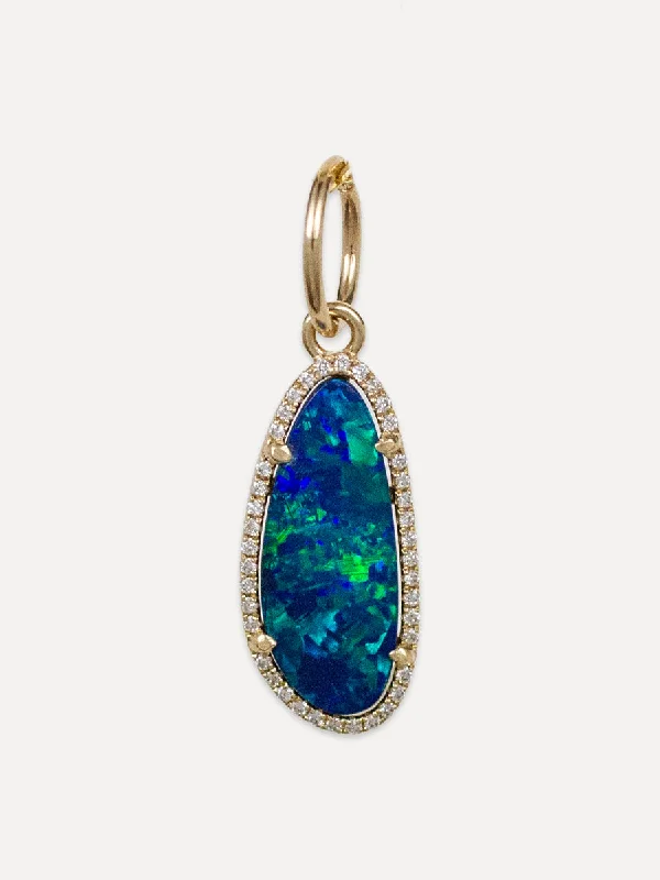 Celebrate With Sparkle – Jewelry Sale Now Live 14K Diamond Halo Rose Cut Opal Charm