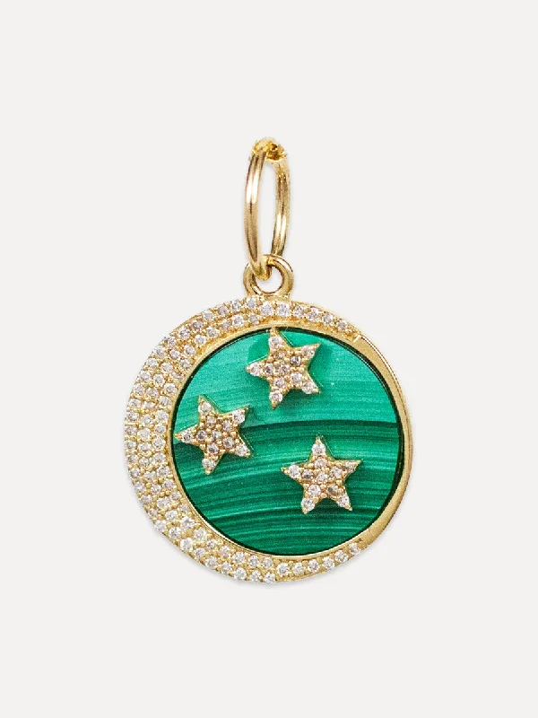 Elegant Designs, Unbeatable Discounts – Shop Jewelry Now 14K Diamond & Malachite Moon & Stars Charm Elegant Designs, Unbeatable Discounts – Shop Jewelry Now 14K Diamond & Malachite Moon & Stars Charm