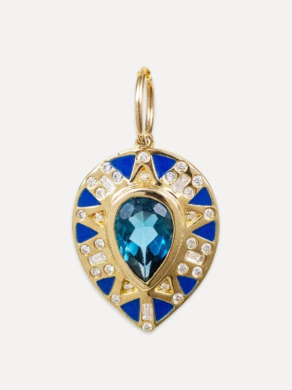 Don't Miss Our Biggest Jewelry Sale Of The Season 14K Diamond, London Blue Topaz & Blue Enamel Teardrop Charm