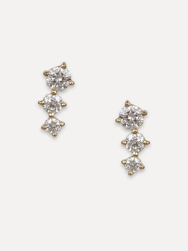 Must-Have Jewelry Pieces At Reduced Prices 14K Graduated Triple Diamond Studs