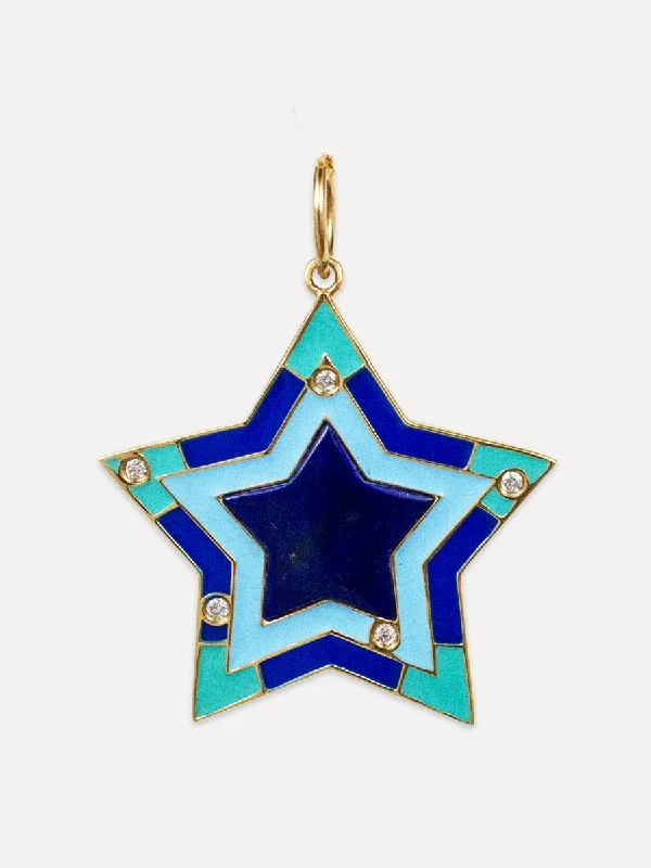 Jewelry Clearance Sale – Final Reductions 14K Lapis & Enamel Five-Point Star Charm