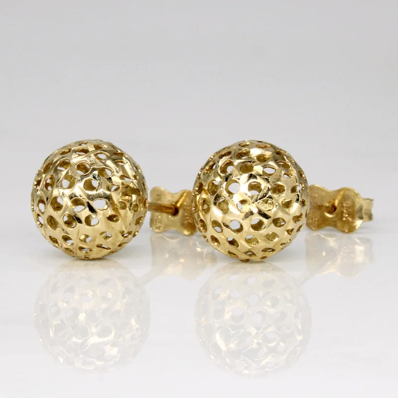 High-Quality Gemstone Jewelry For Special Occasions 14k Yellow Gold Lattice Sphere Earrings High-Quality Gemstone Jewelry For Special Occasions 14k Yellow Gold Lattice Sphere Earrings