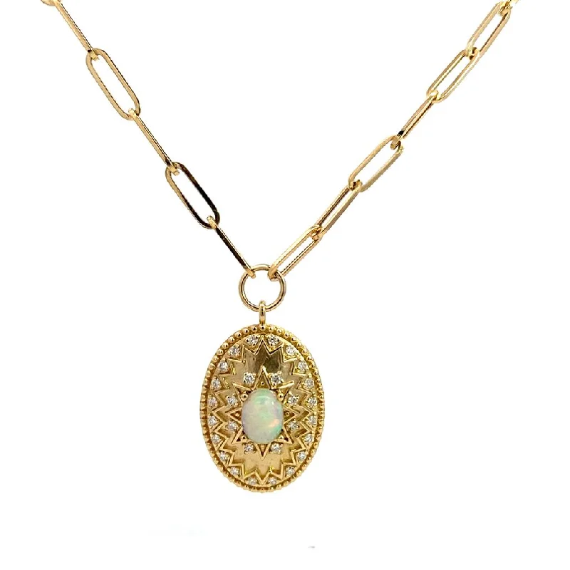 Grab Your Dream Jewelry At The Lowest Prices 14K Yellow Gold Oval And Diamond Pendant Paperclip Necklace Grab Your Dream Jewelry At The Lowest Prices 14K Yellow Gold Oval And Diamond Pendant Paperclip Necklace