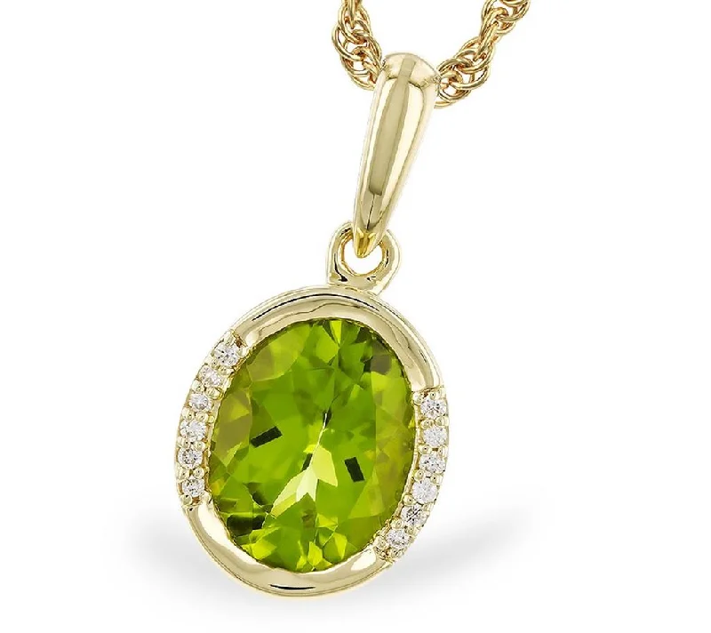 Affordable Glamour – Premium Jewelry At Special Prices 14K Yellow Gold Oval Peridot And Diamond Pendant Necklace Affordable Glamour – Premium Jewelry At Special Prices 14K Yellow Gold Oval Peridot And Diamond Pendant Necklace