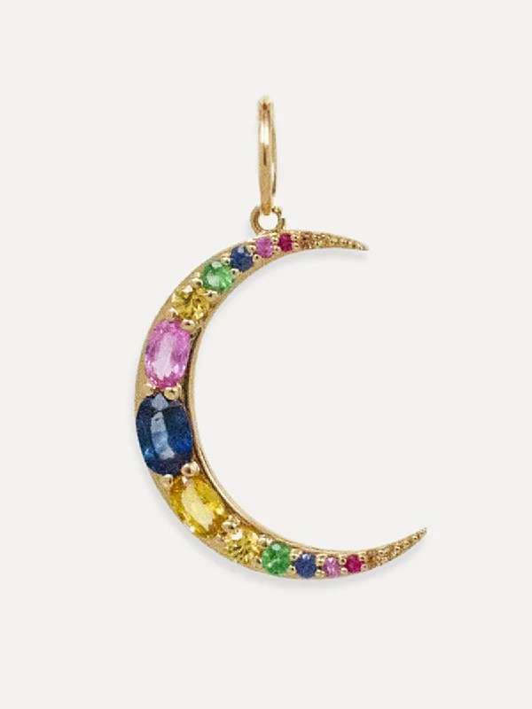 Luxury Meets Affordability – Jewelry Sale Now Live 14K Rainbow Sapphire Moon Charm Luxury Meets Affordability – Jewelry Sale Now Live 14K Rainbow Sapphire Moon Charm