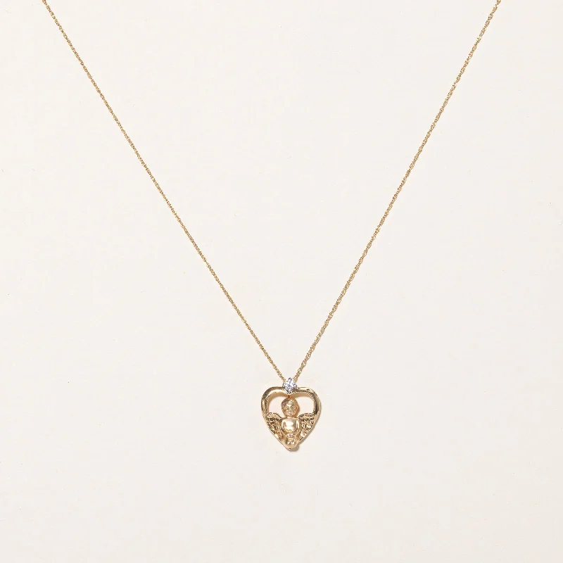 Limited-Time Offer On Premium Jewelry Collections Diamond Angel Heart Necklace | 0.05ct | 18" | Limited-Time Offer On Premium Jewelry Collections Diamond Angel Heart Necklace | 0.05ct | 18" |