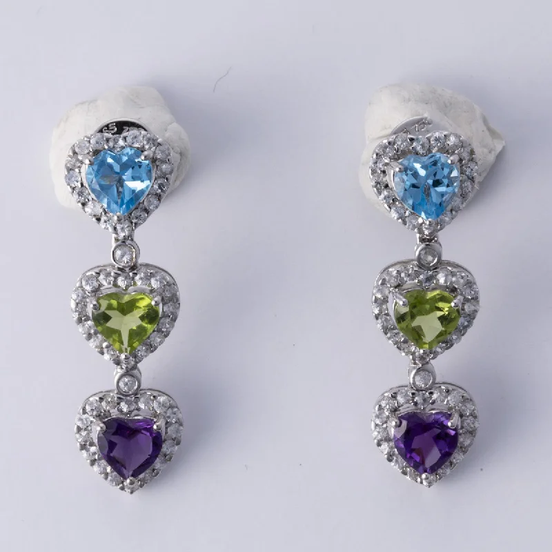 Gorgeous Jewelry, Limited-Time Savings 18k White Gold Multi Gem Heart Earrings | 2.15 ctw, 2.80 ctw Gorgeous Jewelry, Limited-Time Savings 18k White Gold Multi Gem Heart Earrings | 2.15 ctw, 2.80 ctw