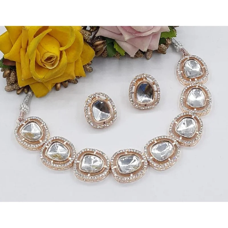 Affordable Elegance – Special Jewelry Sale Now Live Akruti Collection Rose Gold Plated Kundan Necklace Set Affordable Elegance – Special Jewelry Sale Now Live Akruti Collection Rose Gold Plated Kundan Necklace Set