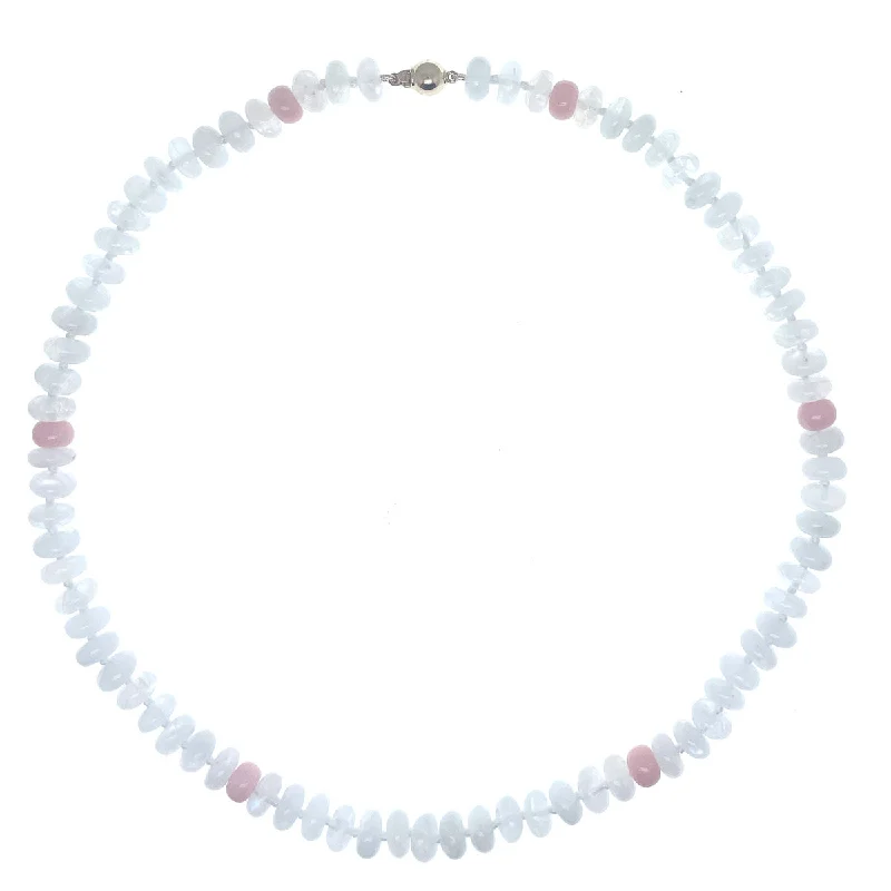 Special Deals On Handcrafted And Designer Jewelry Beaded Moonstone and Pink Opal Necklace