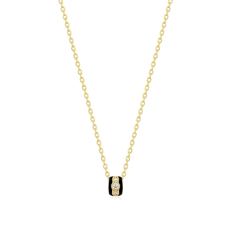 Beautiful Jewelry, Breathtaking Discounts – Hurry In Black Enamel & Cz Channel Rondelle Necklace Beautiful Jewelry, Breathtaking Discounts – Hurry In Black Enamel & Cz Channel Rondelle Necklace