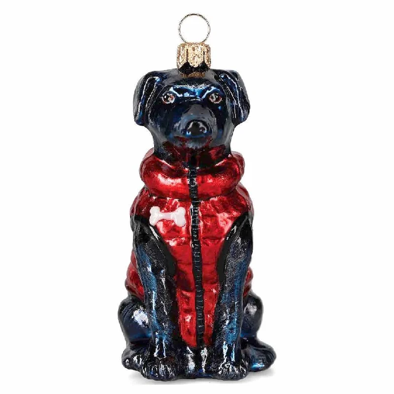 Waterproof Stainless Steel Jewelry For Lasting Beauty Black Lab in Puffer Coat Ornament